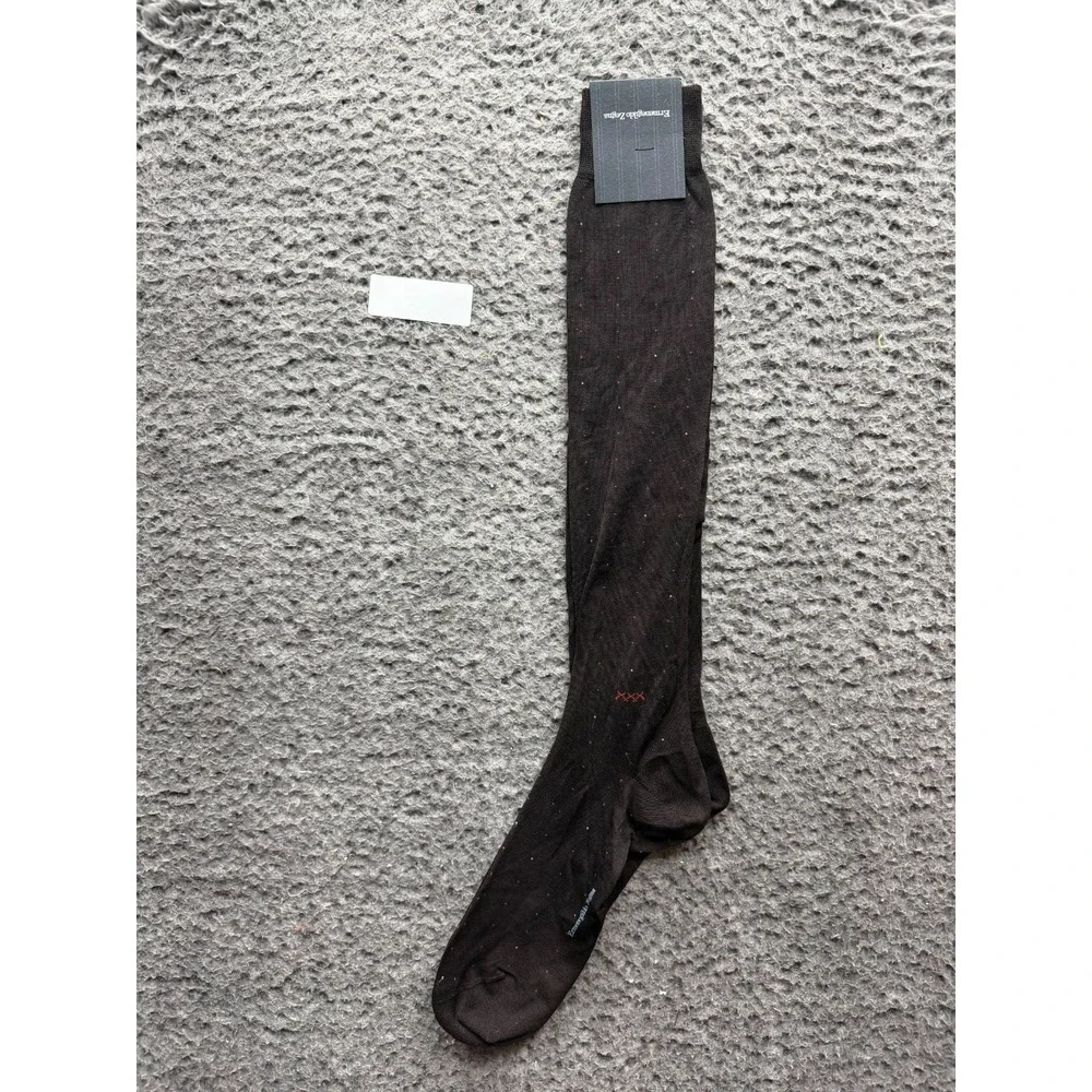 NWT Ermenegildo Zegna Lightspeed Pois Knee Socks Dark Chocolate One Size Unisex